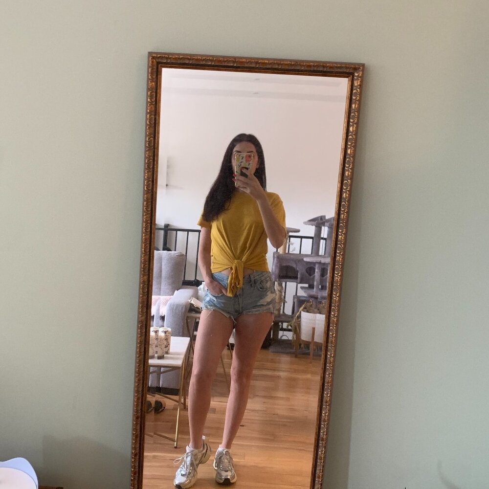 Mustard yellow Zara knotted t-shirt